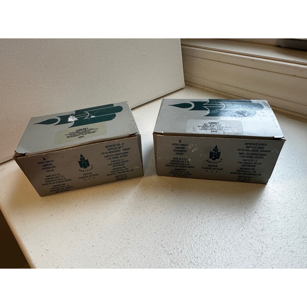 PartyLite Votive Candles 12 Pack Peach Passion V06581 and Sky Blue V0665 Set